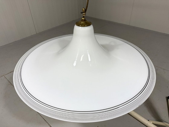Image 1 of Vistosi Italy large white glass pendant lamp 1960's