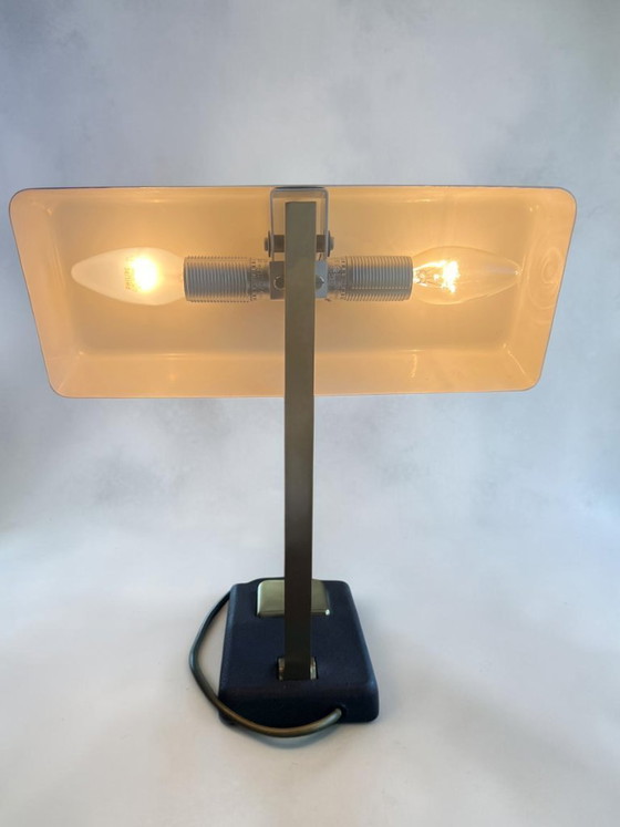 Image 1 of Lampada da scrivania/pianoforte vintage di Egon Hillebrand, anni '70 – metallo martellato marrone e ottone – modello 7383-241