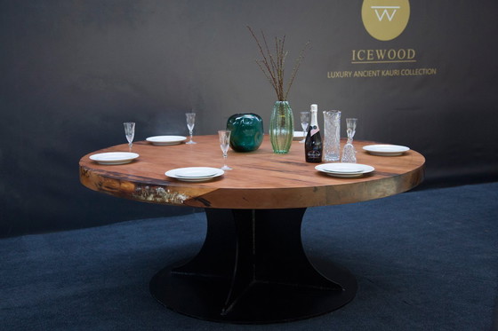 Image 1 of Unique 1.9m Round Dining Table – 50,000-Year-Old Ancient Kauri, Luxury Natural Wood