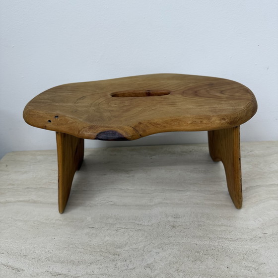 Image 1 of Brutalist Solid Wood Side Table/Stool, 1970s