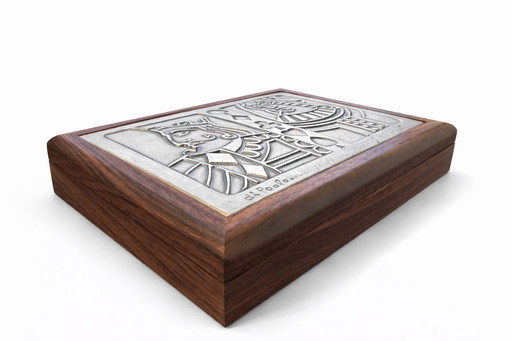 Spielbox aus Holz und 925er Sterlingsilber aus den 1960er Jahren