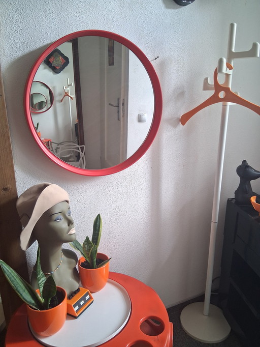 Red Vintage XL mirror (60 cm) 60s/70s