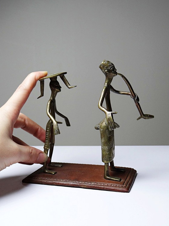 Image 1 of Fon figurine, Dahomey, Benin, vintage craftsmanship 1950s-1970s brass/bronze