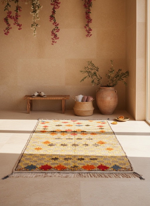 Vintage marokkanischer Azilal-Teppich 'Romina' | Handgewebter Berberteppich | 255 × 126 cm