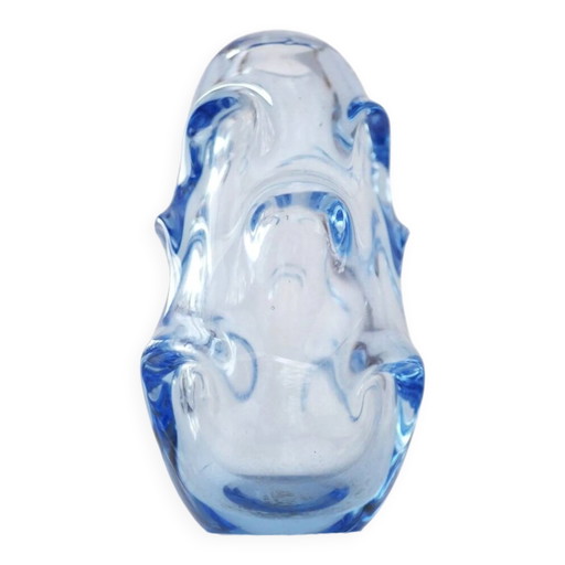 Mid-century modern crystal vase in pale blue by Börne Augustsson for Åseda