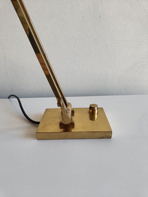 Image 1 of Large adjustable solid brass table lamp, Italy 1970s/80s, MD signed