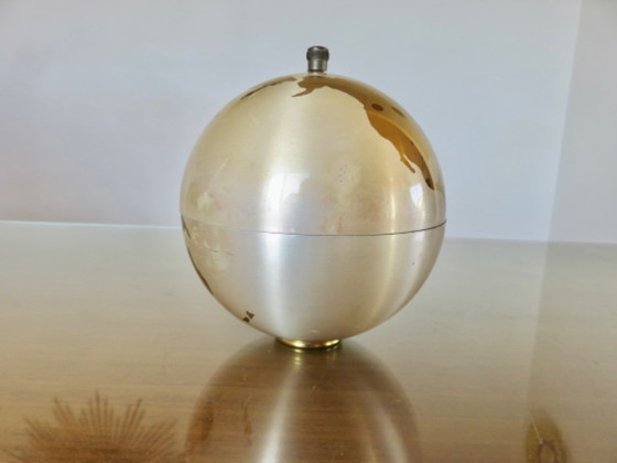 Image 1 of Large globe, brass cigarette dispenser, 1960s-70s