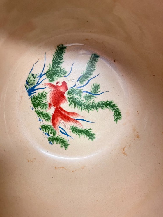 Image 1 of Vintage Satsuma Cachepot Flower Pot Planter with Peacock Motif – Hand-Painted Asian Ceramics