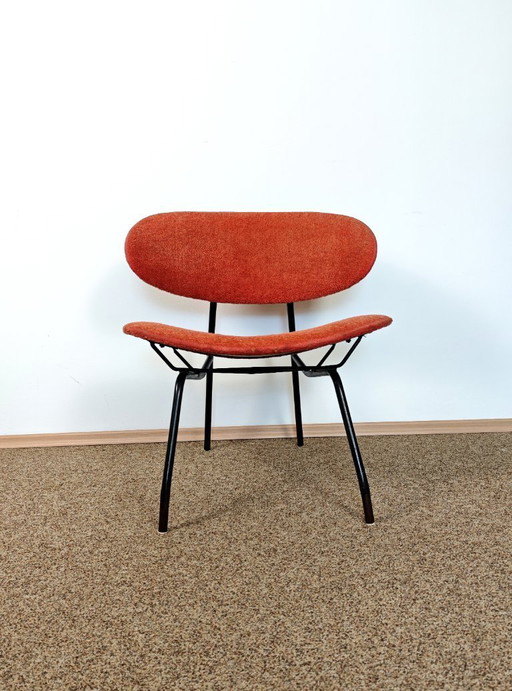 Gastone Rinaldi Chair / Mid Century Modern Italian Design Lounge chair / 1960s Wire Easy Chair / Orange Boucle Retro Furniture