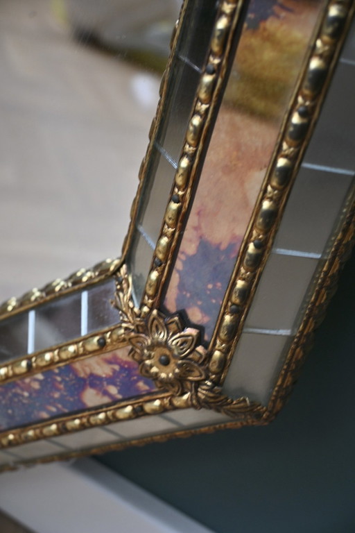 Venetian octagonal mosaic mirror with oiled rim