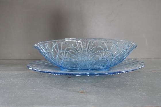 Image 1 of Art Deco cuencos de cristal azul Tchecoslovaquie