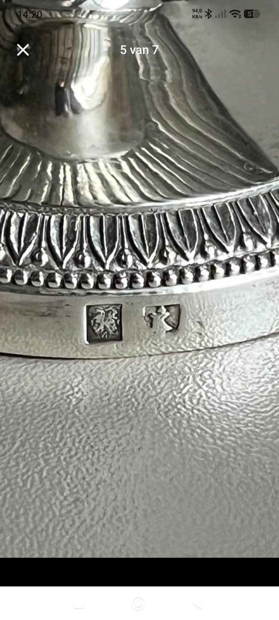 Copa antigua de plata (833) para sal/azúcar con cristal - Países Bajos, 1920 (Impecable) (photo 10 of 15)