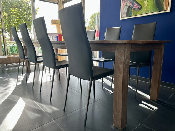 Zanotta Lialta Sedie da pranzo con rivestimenti sfoderabili in grafite, 8 pezzi – Other, Aluminium (photo 6 of 15)