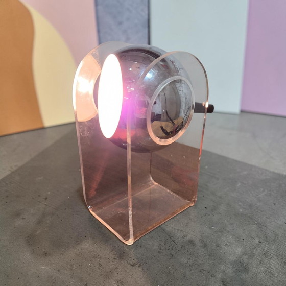 Vintage Space Age Chrome Acrylic Table Lamp Eyeball Gino Sarfatti – Ging Sarfatti (photo 6 of 10)