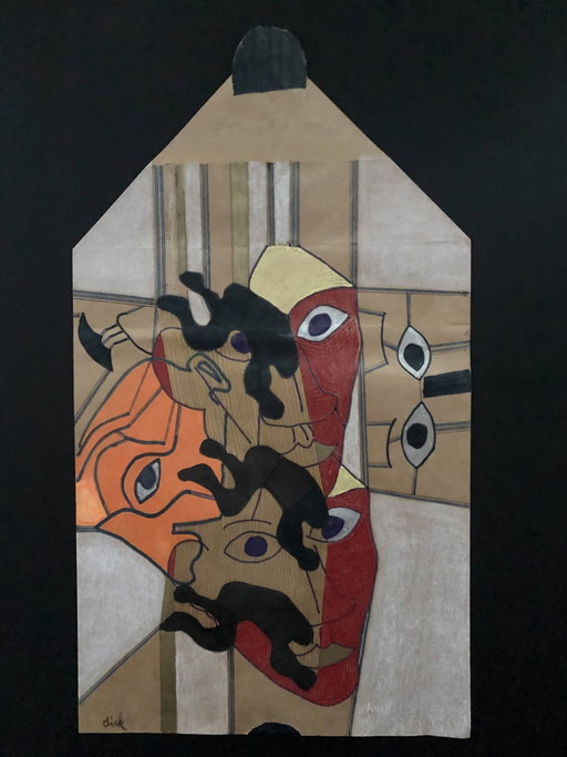 DIRK CELIS - "Pablo 58", mixed media on kraft paper