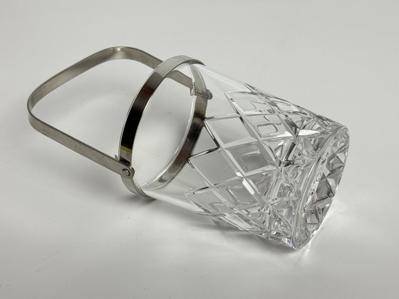 Image 1 of Mid-Century Design Hand-Cut Lead Crystal Ice Bucket with Stainless Steel Handle by C.A.L.P. Europe, 1980s