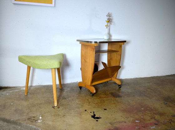 Image 1 of Table roulante vintage des années 1950, chariot de service, porte-journaux, table d'appoint