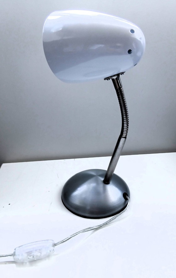 Lampe de bureau flexible Vintage HEMA – Flexo Basic White (1980-1990) – Lampes de bureau, Métal, Plastique (photo 7 of 10)