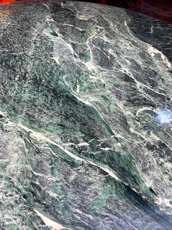 Image 1 of Table vintage en marbre vert de mer et palissandre années 1970