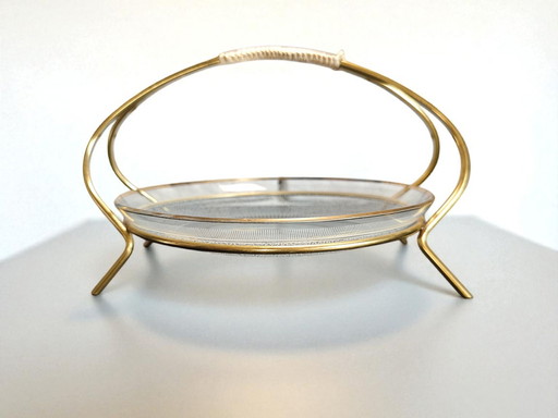 Mid Century Messing Glas Etagere anni '50 – Vassoio in vetro e ottone vintage