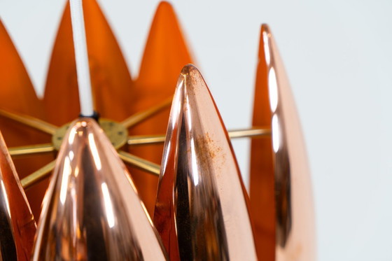 Image 1 of Rara versione in rame del pendente “Kastor” di Jo Hammerborg per Fog & Mørup (Danimarca, anni '60).