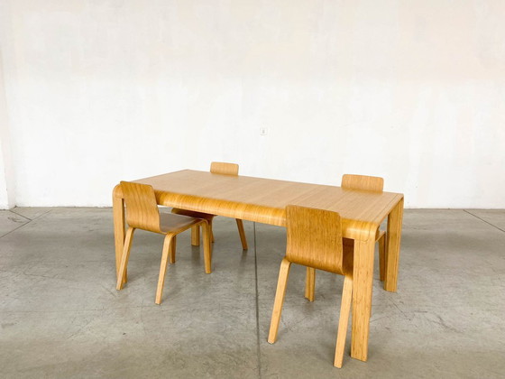 Image 1 of Bamboo Dining Set Table and Chairs by Henrik Tjaerby for Artek Studio, Set of 5