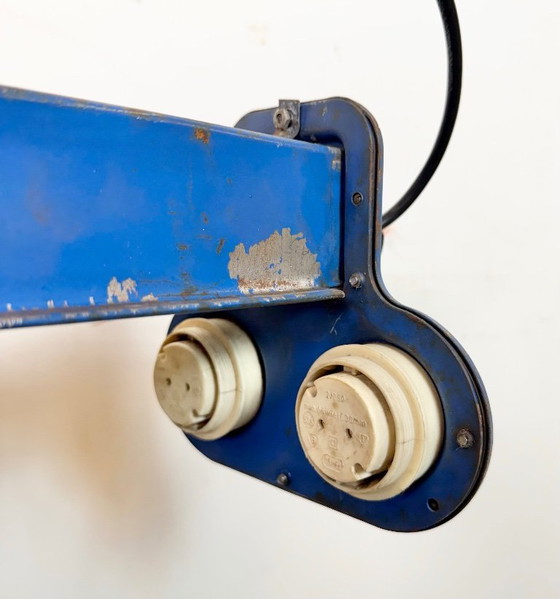 Image 1 of Blauwe industriële hanglamp, jaren 70