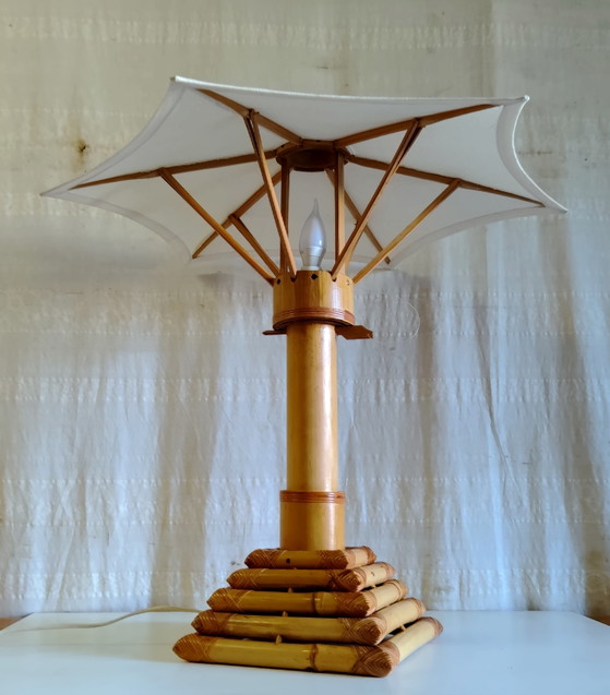 Jaren 70 design bamboe Tafellamp – Tafellampen, Bamboo (photo 3 of 10)