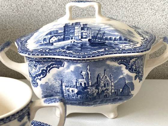 Image 1 of Vintage Johnson Brothers Bros Old Castles Blue Edit Set per tè e caffè