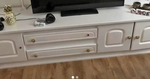 Mueble/aparador de TV rústico ancho – Blanco, aspecto sólido