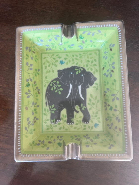 Image 1 of Original Hermès Cendrier Vintage vert avec éléphant