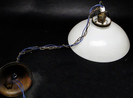 Art Deco Pendant Lamp, Poland, 1950s – Glass, Metal (photo 5 of 7)