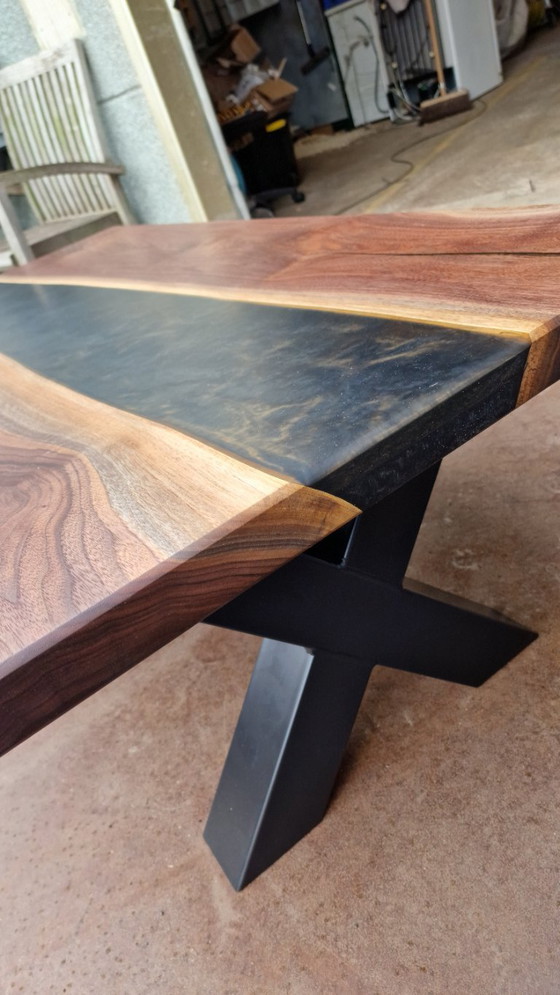 Image 1 of Unique handmade design table – Canadian walnut & epoxy (one-off)