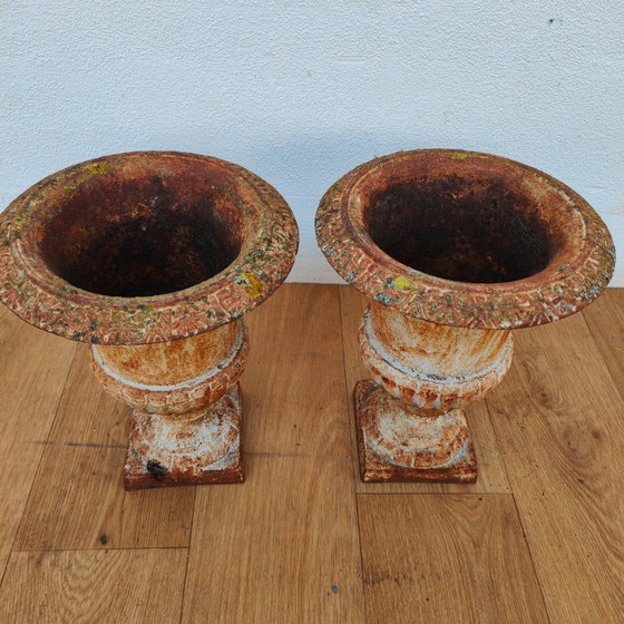 Image 1 of Gietijzeren tuinvazen, plantenbakken bloembakken. Set prijs  