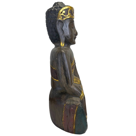 Monumental Vintage Balinese Hand-Carved Wooden Jina Buddha – Monolithic Hardwood (60.5 cm / 7.1 kg) (photo 3 of 11)