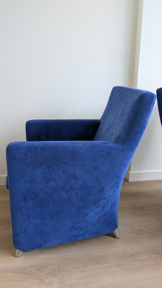 Image 1 of Leolux Dolcinea armchair - Suede cobalt blue - set of 2