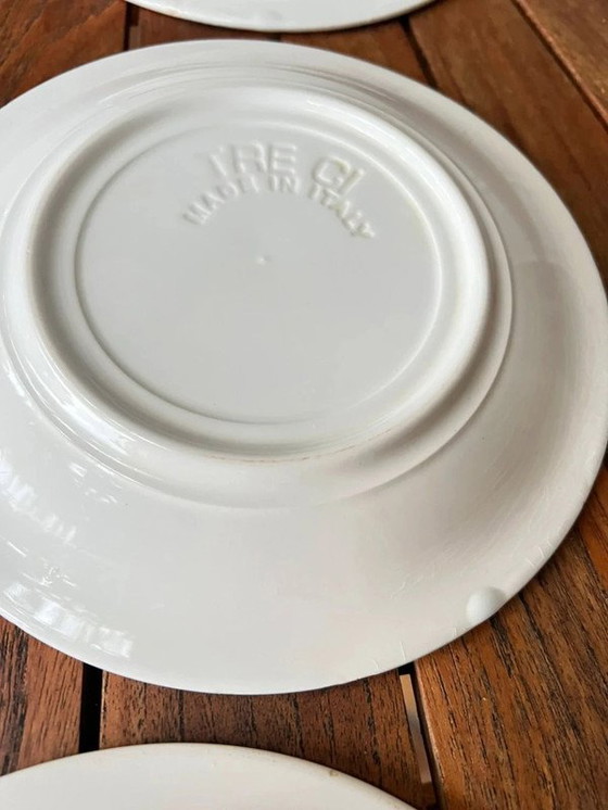 Image 1 of Set of 6 TRECI Italy dessert plates - Hand-painted porcelain vintage cherries