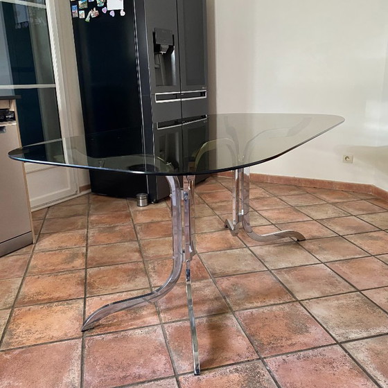 Image 1 of Tavolo Roche Bobois. 1970. Acciaio cromato. 175x94.