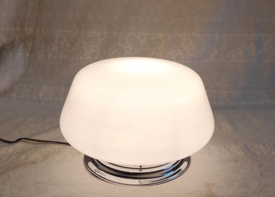Image 1 of Art Deco plafondlamp met opalen bol - midden 20e eeuw
