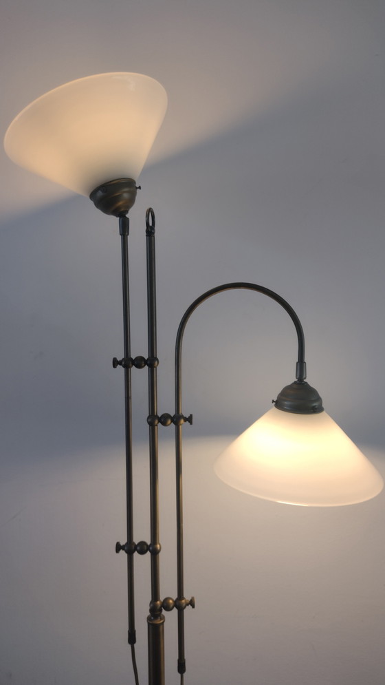 Image 1 of Vintage Brass Floor Lamp With Milk Glass