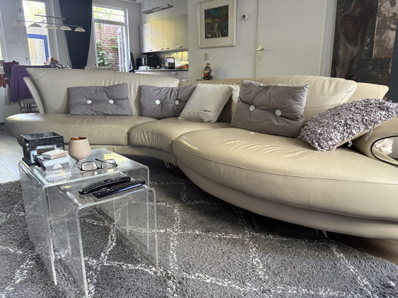 Image 1 of Divano Natuzzi in rovere e pelle bianca