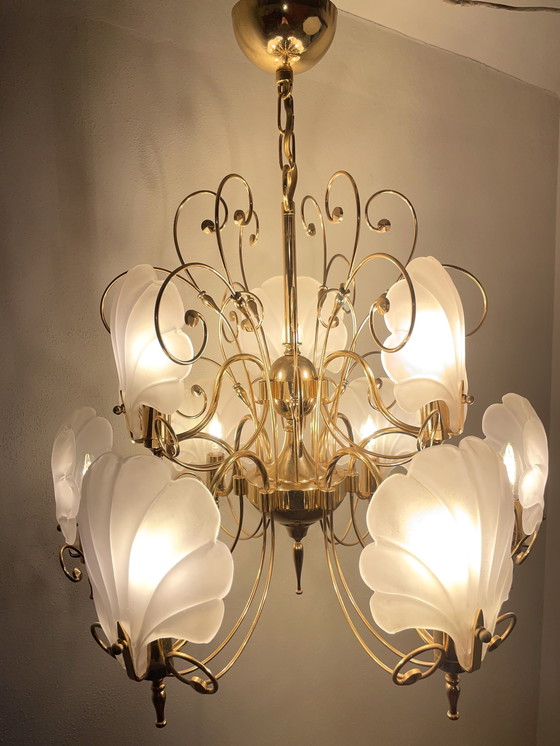 Image 1 of Elegant Italian Vintage Chandelier with Murano Shells