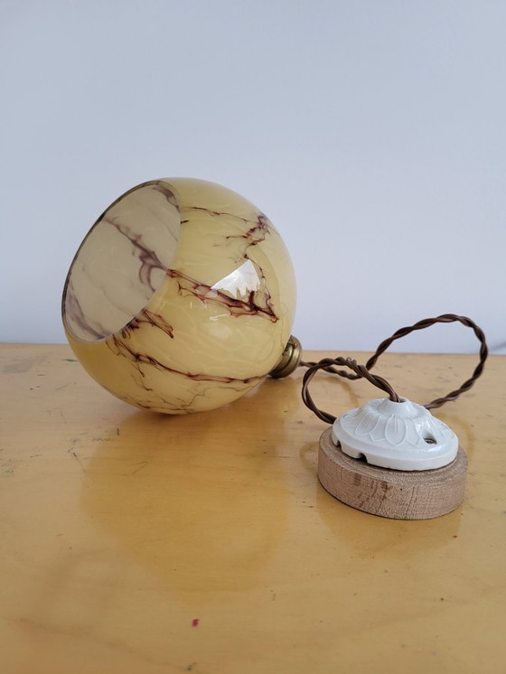 Image 1 of Lampada in vetro opalino Art déco, Verreries de Scailmont, Henri Heemskerk, Belgio