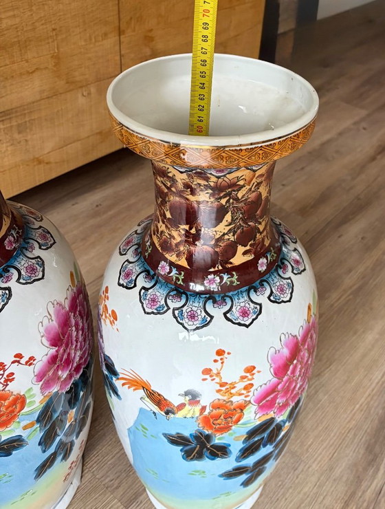 Coppia di grandi vasi da pavimento cinesi (62 cm) – Porcelain (photo 3 of 6)