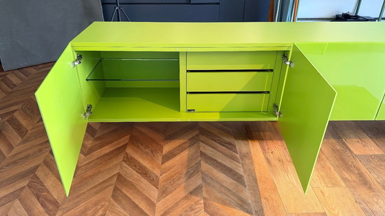 Image 1 of Lago ‘Amplia’ designer wall cabinet – floating sideboard in olive green