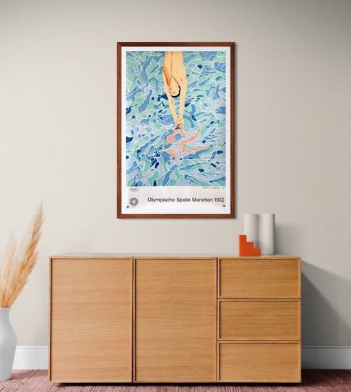 💧 Munich 1972 Olympic Games – Original Vintage Poster by David Hockney | Lithograph | 101 × 64 cm | West Germany