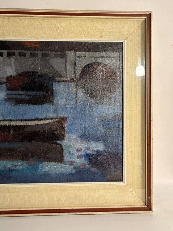 A. Rossi 1970s Oil Painting on Board, Boats, Paintings & Drawings (photo 4 of 8)