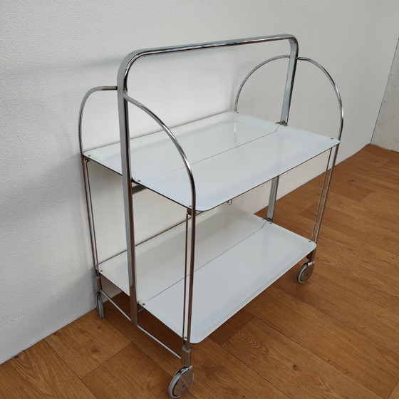 Image 1 of Vintage Barcart Drankkar Trolley Butlerwagen Serveerwagen. Opklapbaar