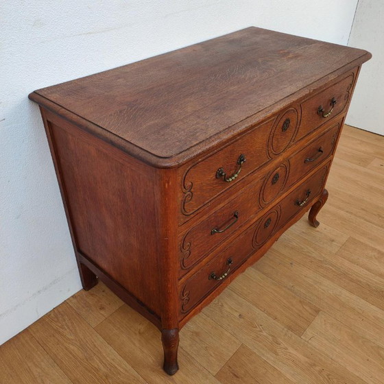 Wooden Chest of Drawers, Bathroom Cabinet with Three Drawers, Metal, Brown, Vintage (photo 8 of 12)