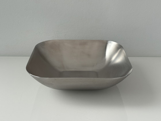 Image 1 of Serveerschaal van geborsteld RVS met afgeronde hoeken